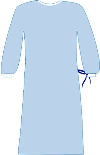 Стерил халат хирург, рукав резинка, длина 110 см пл. 25, размер 52-54 (сзади на завязках) (код 6854)