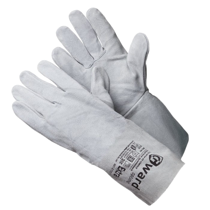 Краги из спилка серого цвета без подкладки